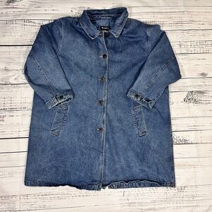 Vintage Denim & Co Women's 3X Plus Blue Jean Denim Jacket Heavy Button Long